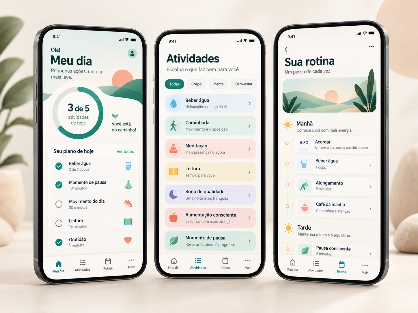 Exemplo ilustrativo de telas de aplicativo mobile